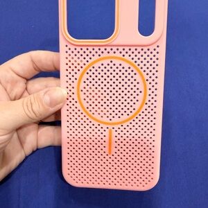 Pink iPhone 17 Pro Max Case with Orange MagSafe